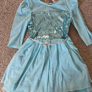 Girls sparkly blue dress tulle layers size 7 long sleeve